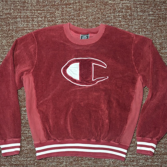 Champion Other - Vintage Champion crewneck sweatshirt red burgundy corduroy velvet men’s Large